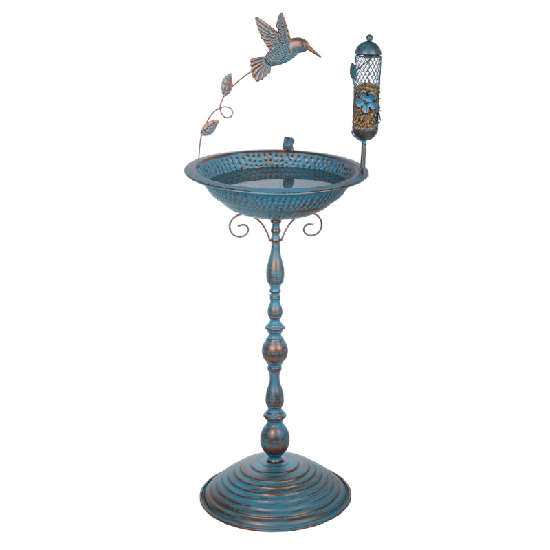 Željezni kupalište za ptice, dekorativno za vanjsku baštu, poluručni i polu-mehanički dizajn (Materijal: Željezo; Oblik: poluručni i polumehanički; Namjena: vanjski vrt)