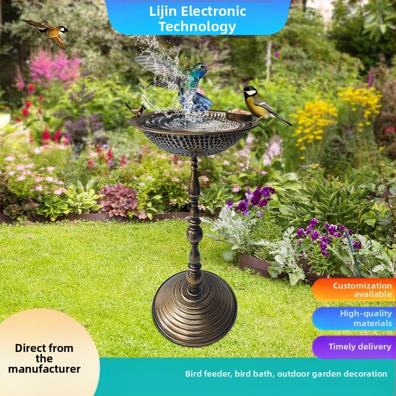 Градински орнамент за птици с метална конструкция – къпален съд за птици, марка Lijin; подходящ за дом, градина и двор