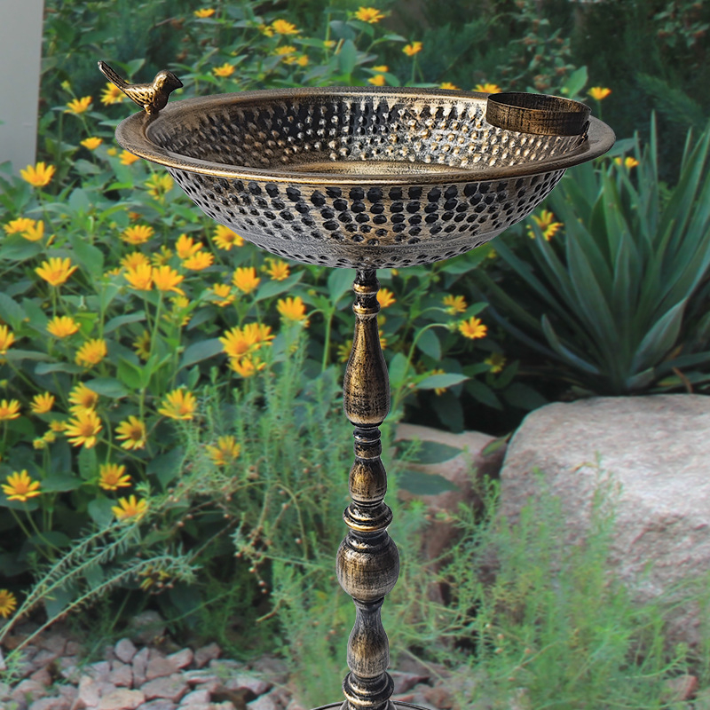 Градински орнамент за птици с метална конструкция – къпален съд за птици, марка Lijin; подходящ за дом, градина и двор