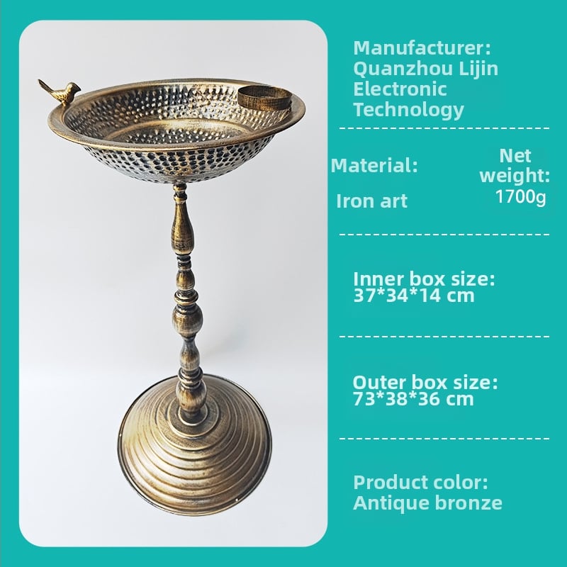 Градински орнамент за птици с метална конструкция – къпален съд за птици, марка Lijin; подходящ за дом, градина и двор