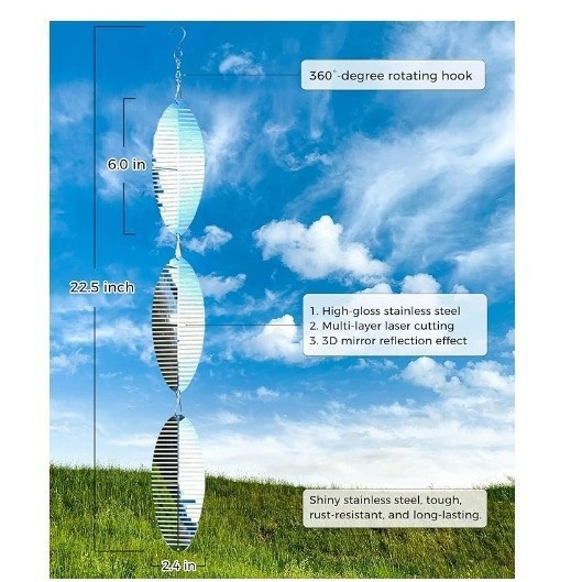 Κρεμαστό αποτροπής πουλιών, μεταλλικό, φινίρισμα κοπής, συσκευασμένο σε κουτί