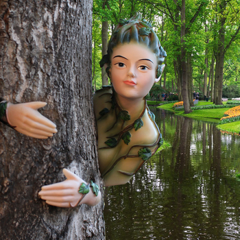 Privjesak od smole s Nimfom drveta za vanjsku baštu – moderni umjetnički stil, Rezbarenje/Štampanje/Odljev, Dekoracija spremna za dar