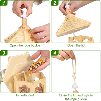 Ξύλινος τροφοδότης για πουλιά με κρεμαστό σπιτάκι – κατασκευή από μασίβο ξύλο, για κατοικίδια; Μάρκα: Strictly Selected; Ιδιωτική ετικέτα: Όχι