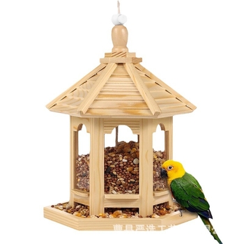 Ξύλινος τροφοδότης για πουλιά με κρεμαστό σπιτάκι – κατασκευή από μασίβο ξύλο, για κατοικίδια; Μάρκα: Strictly Selected; Ιδιωτική ετικέτα: Όχι