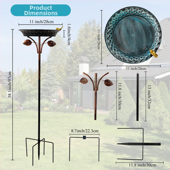 Gėlių formos lauko lesykla ir paukščių maudykla, milžiniškas korpusas, 1300 g, skirta paukščiams, su kištuku
