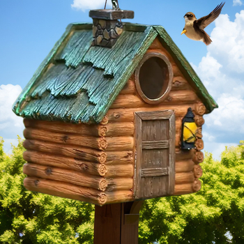 Paukščių namelis iš dervos, kabamas sodo dekoras, retro stilius
