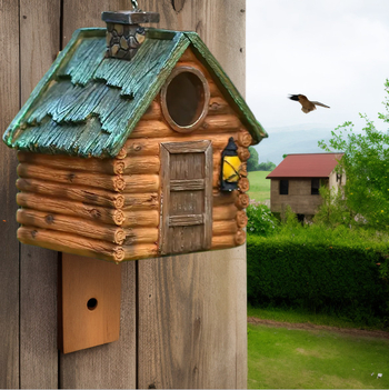 Σπιτάκι για πουλιά από φιλική προς το περιβάλλον ρητίνη, κρεμαστό διακοσμητικό κήπου, ρετρό στυλ