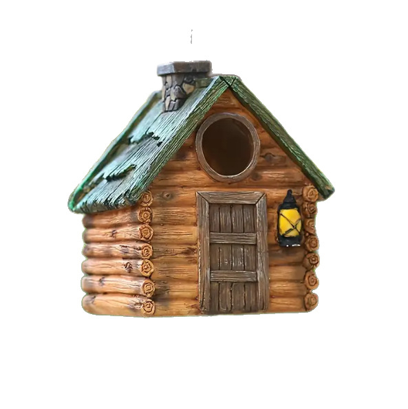 Paukščių namelis iš dervos, kabamas sodo dekoras, retro stilius