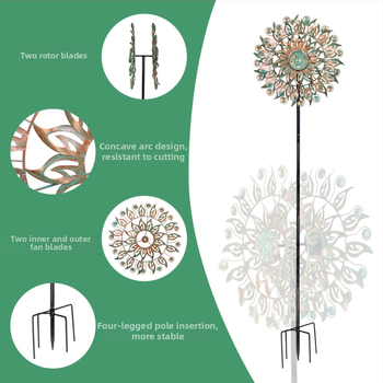 Geležies vėjo malūnas kiemo dekoras — Medžiaga: Geležis; Gamyba: Pusiau rankinis ir pusiau mechaninis; IP autorizacija: Nėra