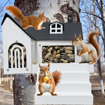 Σιδερένιος τροφοδότης σκίουρων κήπου, γεωμετρικό σχήμα, μεταλλικής τέχνης με αγροτικό στυλ για εξωτερικούς χώρους