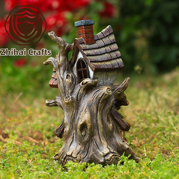 Zhihai Crafts Διπλό Παραμυθένιο Σπιτάκι Κήπου – Διακοσμητικό από Συνθετική Ρητίνη, Στυλ Κήπος, Σχέδιο Φαίρια Χακ