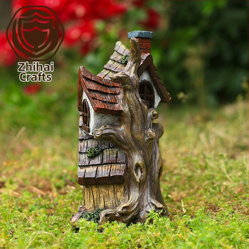 Zhihai Crafts Διπλό Παραμυθένιο Σπιτάκι Κήπου – Διακοσμητικό από Συνθετική Ρητίνη, Στυλ Κήπος, Σχέδιο Φαίρια Χακ