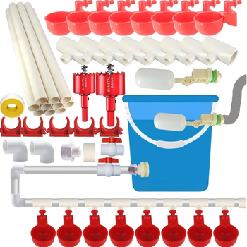 Teljes készlet automata csirke etető rendszer PVC három-út csővel és itatótál (PVC, három-út cső, itatótál)