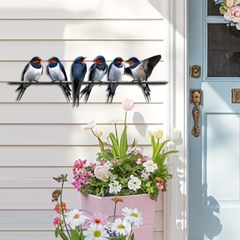 Vasból készült fecske kertdekoráció – kültéri udvarhoz, modern minimalist stílusú ablakpárkány dekoráció