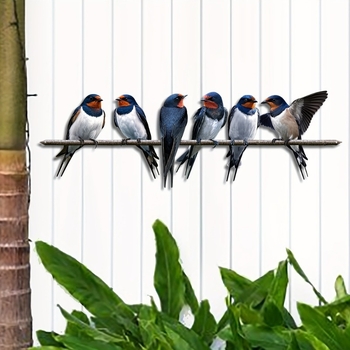 Vasból készült fecske kertdekoráció – kültéri udvarhoz, modern minimalist stílusú ablakpárkány dekoráció