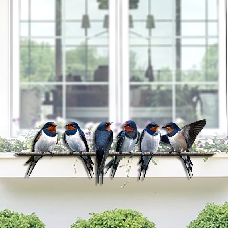 Vasból készült fecske kertdekoráció – kültéri udvarhoz, modern minimalist stílusú ablakpárkány dekoráció
