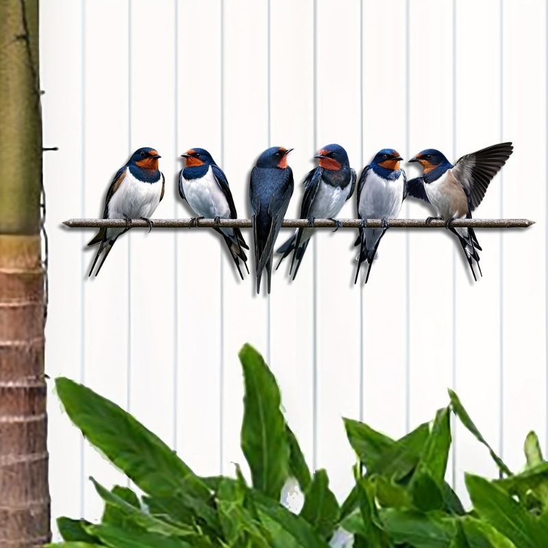 Vasból készült fecske kertdekoráció – kültéri udvarhoz, modern minimalist stílusú ablakpárkány dekoráció