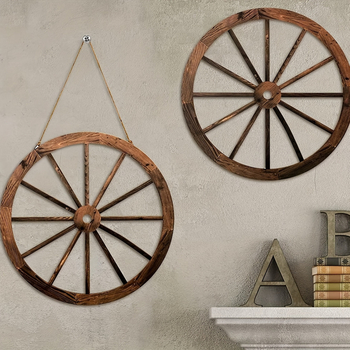 Pora vintage medinių ratų sienų dekoras, namų akcentas