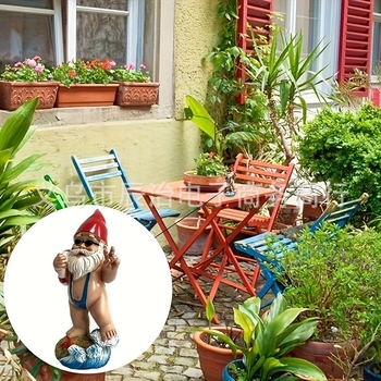 Γλυπτό ρητίνης για κήπο με νάνο με λευκή γενειάδα που κολυμπά, συσκευασία σε χαρτόνι