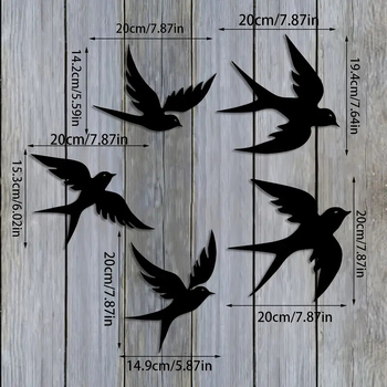 Διακοσμητικό τοίχου με σιλουέτα χελιδονιού από σίδερο, για εσωτερικούς και εξωτερικούς χώρους, μοντέρνο μινιμαλιστικό σχέδιο, κωδικός προϊόντος 20250217
