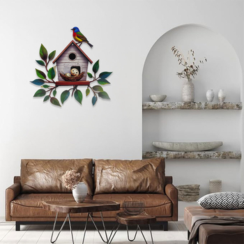 Σιδερένια διακόσμηση τοίχου σε μορφή φωλιάς πουλιών – αγροτικό στυλ, μάρκα Mijia Crafts; Κατηγορία: Ζώα; Κατάλληλο για γενικούς χώρους, κήπο, γραφείο, ξενοδοχείο