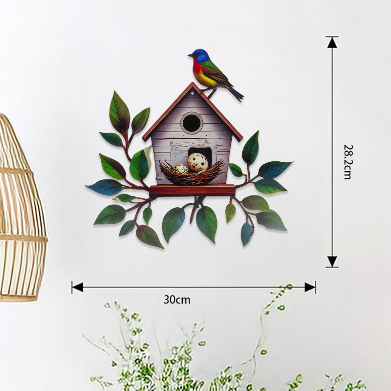 Vasból készült madárfészek falidísz – pasztorális stílus, Mijia Crafts; Kategória: Állatok; Alkalmas általános terek, kert, iroda, hotel