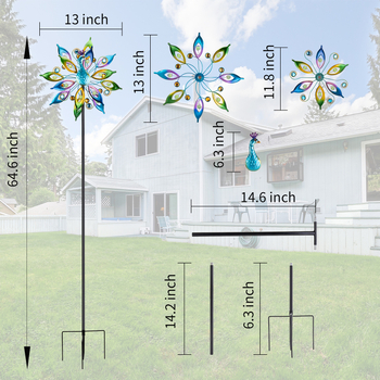 Vasból készült kerti szélmalom dísz, fél-manualis és fél-mechanikus kivitel, IP licenc nélkül