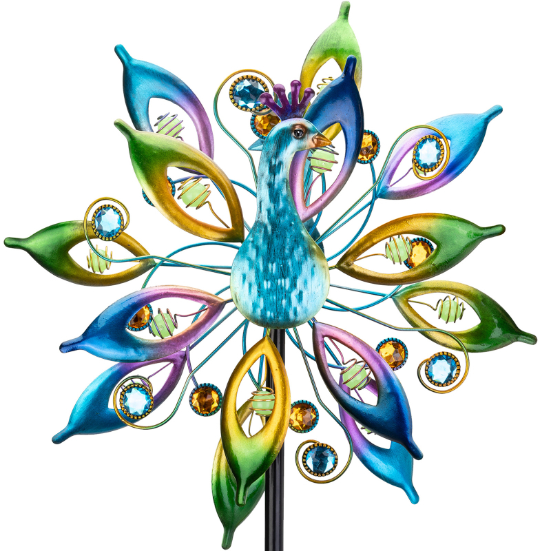 Vasból készült kerti szélmalom dísz, fél-manualis és fél-mechanikus kivitel, IP licenc nélkül