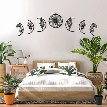Σετ επτά Bohemian διακοσμητικά τοίχου σε σχήμα φεγγαριού - μεταλλικό υλικό, μάρκα Jiaxin, μοντέρνος μινιμαλισμός, συσκευασία από χαρτόνι