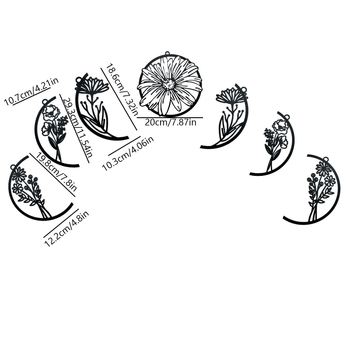 Σετ επτά Bohemian διακοσμητικά τοίχου σε σχήμα φεγγαριού - μεταλλικό υλικό, μάρκα Jiaxin, μοντέρνος μινιμαλισμός, συσκευασία από χαρτόνι