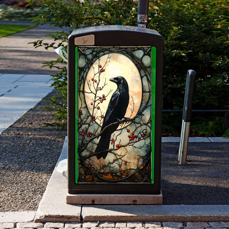 Karikatúra holló a fán falmatrica — PVC, HOMEYAN, 1 db, nappaliba, hálószobába, erkélyre, modern minimalista stílus