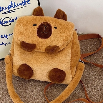 Γυναικεία τσάντα Capybara — βελούρι, αστικός μινιμαλισμός; κλείσιμο με φερμουάρ; εσωτερικά τσεπάκια για κινητό και για κάρτα ταυτότητας; εξωτερικό τρισδιάστατο σχέδιο