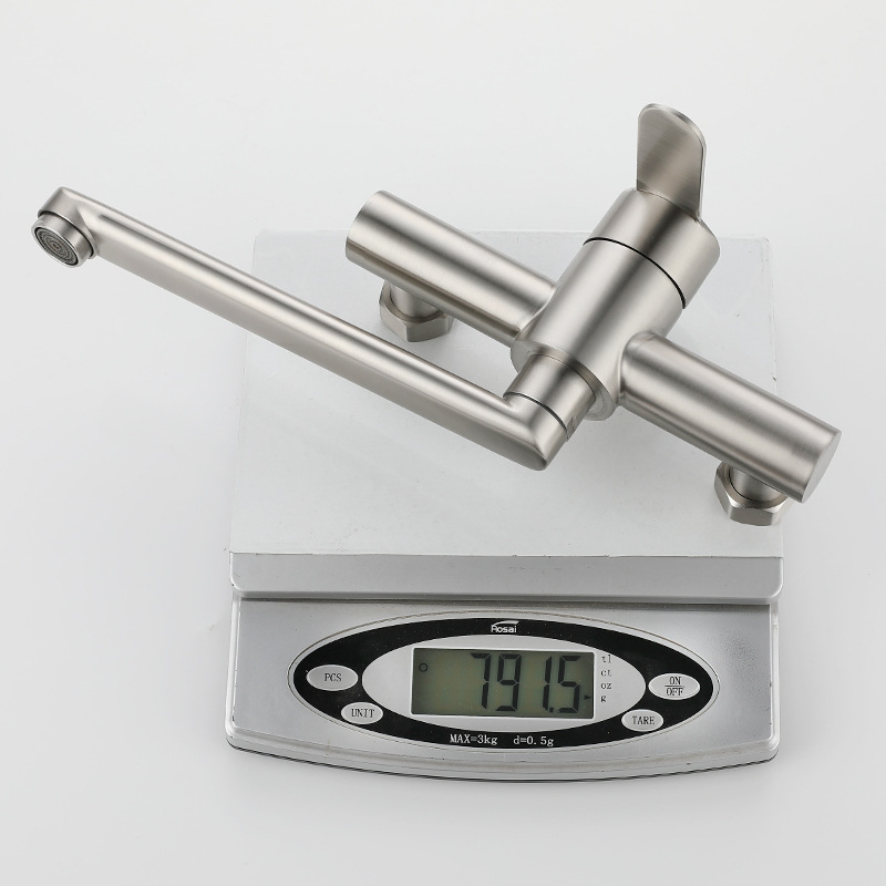 Rozsdamentes acél konyhai mosogatócsaptele, falra szerelt, kerámia szeleppel, modell CF-013, névleges nyomás 1.6 MPa