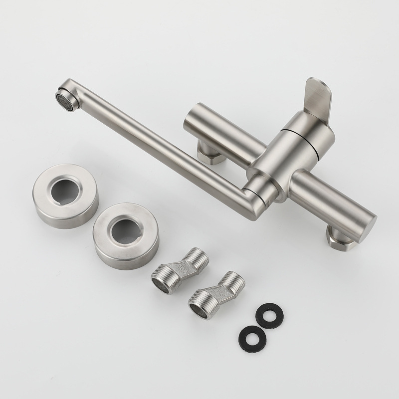 Rozsdamentes acél konyhai mosogatócsaptele, falra szerelt, kerámia szeleppel, modell CF-013, névleges nyomás 1.6 MPa