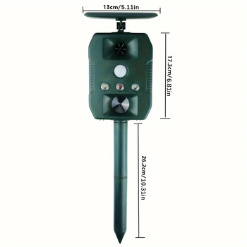 Εξωτερικός ηλιακός υπερηχητικός απωθητής ζώων, μοντέλο ZS-618, 5V, 13.5–28.5 kHz, 1W, LED φως αναβοσβήνει