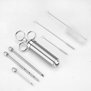 Kalakutienos marinuojantis švirkštas, 304 nerūdijančio plieno, talpa 2 oz, adatų rinkinys