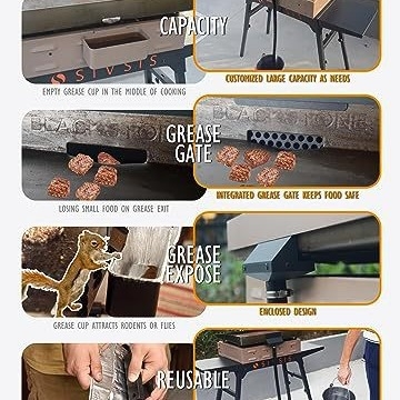 District Goode Riebalų gaudyklė Blackstone kepsniams, anglies plienas, nereguliari forma, 449 g, lengva valyti