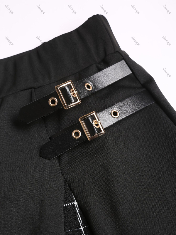 Gotikos mini sijonas su A linija, aukštas liemuo, dryžuotas raštas, poliesterio 95%+, pavasaris 2025