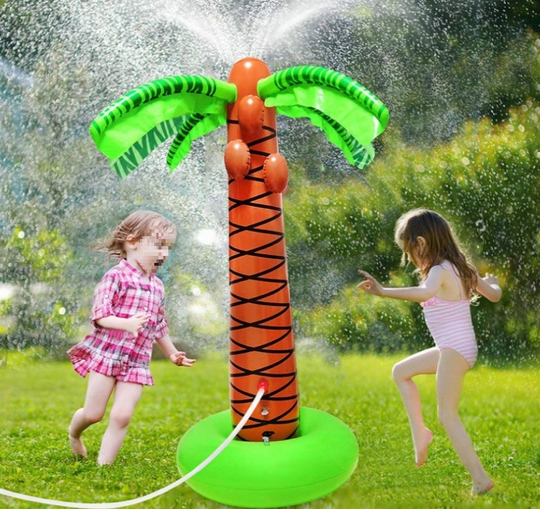Μεγάλο φουσκωτό δέντρο καρύδας με υδροψεκαστήρα για εξωτερικά παιχνίδια παιδιών — εξοπλισμός νερού για παιχνίδι στην αυλή γονέα-παιδιού (0–3 ετών)