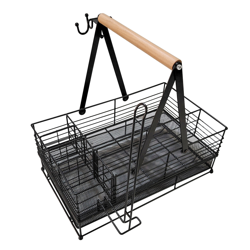 Konyhai tárolókosár, dupla rétegű, kézi hordozható, BBQ fűszerek és papírtörlő tartóval (Modell sc95142; Anyag: vas; Dobozok száma: 6; Kiadás éve: 2024)
