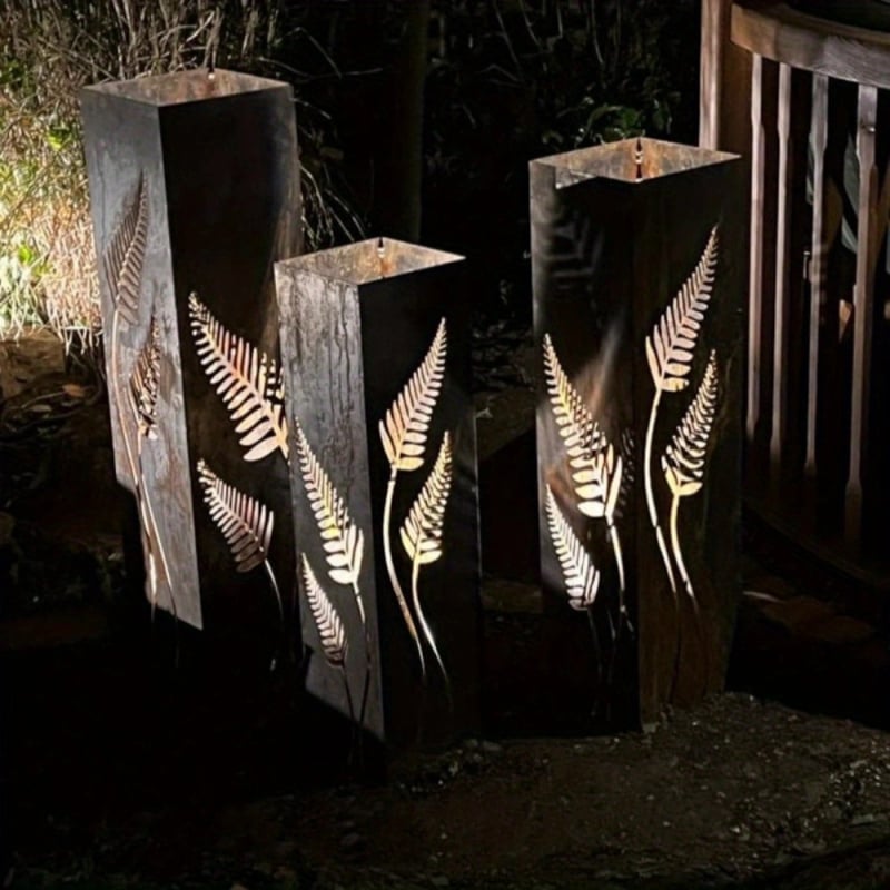 Üreges vas oszlop kerti dekoráció – páfránylevél mintázatú vasból, modern egyszerű stílus