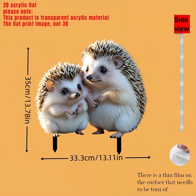 Ακρυλικό πάνελ 2D – Μοντέρνος μινιμαλιστικός σχεδιασμός διακόσμησης κολώνας κήπου με σχέδιο σκαντζόχοιρου, χαρακτική και εκτύπωση, ημιχειροκίνητο και ημιμηχανικό