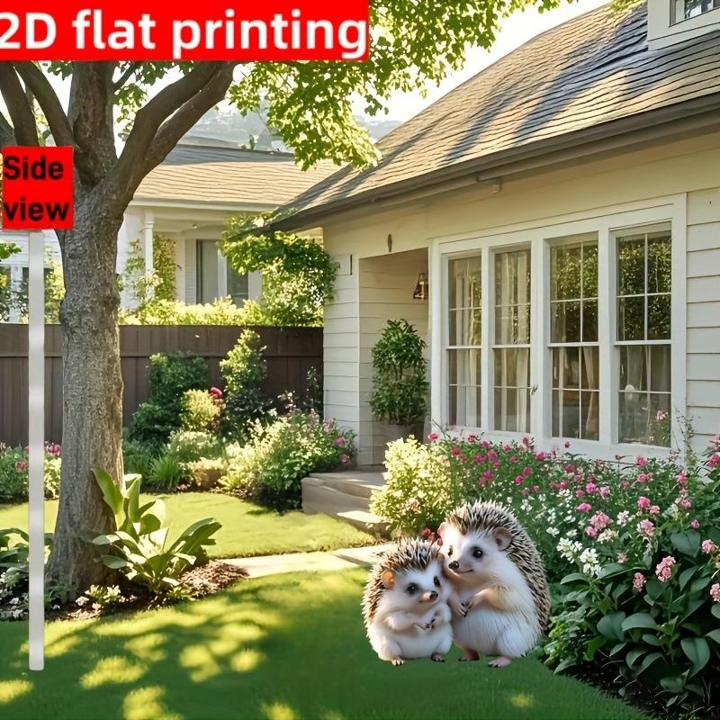 Ακρυλικό πάνελ 2D – Μοντέρνος μινιμαλιστικός σχεδιασμός διακόσμησης κολώνας κήπου με σχέδιο σκαντζόχοιρου, χαρακτική και εκτύπωση, ημιχειροκίνητο και ημιμηχανικό