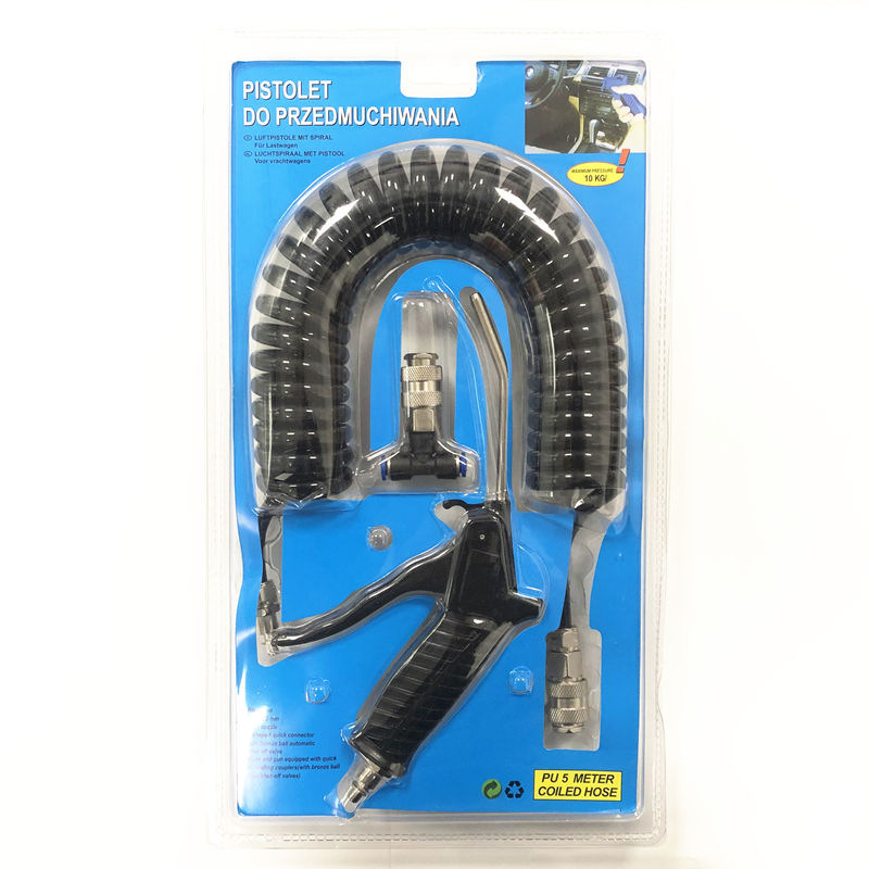 Пневматичен пистолет за духане на прах, модел 001, дюза 4x6, вход за въздух 4x6, цилиндър TPU, ръкохватка пластмасова