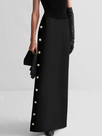 Μακριά φόρεμα για γυναίκες σε μεγάλο μέγεθος, κομψός ευθύς σιλουέτα, ψηλή μέση, φερμουάρ, ανάμειξη πολυεστέρα-ελαστάνης 70-80%, άνοιξη 2025