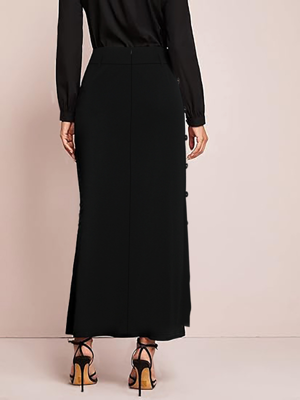 Ilga suknelė didelio dydžio moterims, elegantiška tiesi silueta, aukštas liemuo, užtrauktukas, poliesterio ir elastano mišinys 70-80%, pavasaris 2025