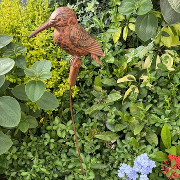 Μεταλλικό γλυπτό κήπου σε μορφή Kingfisher, ποιμενικό στυλ; Υλικό: Σίδηρος; Κατηγορία: Γλυπτό; Κατάλληλο για γενικό σχεδιασμό κήπων, διαμόρφωση τοπίου και εξωτερικούς χώρους τελετών