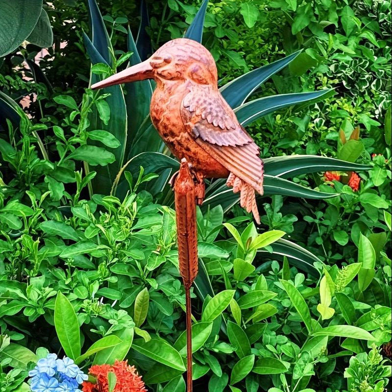 Metalna skulptura za vrt u obliku Kingfisher, pastoralni stil; Materijal: željezo; Kategorija: skulptura; Pogodno za opći uređivanje krajolika, vanjske prostore događanja