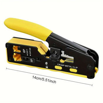 RJ45 krimpelő készlet – integrált Ethernet krimper Cat7/Cat6/Cat5, rugóacél, 0.33 kg, munkaerő-megtakarítás