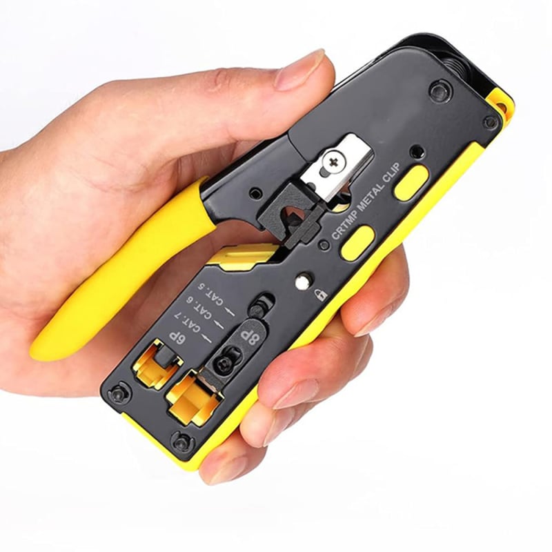 RJ45 krimpēšanas komplekts – integrēts Ethernet krimps Cat7/Cat6/Cat5, atsperes tērauds, 0,33 kg, darba ekonomija